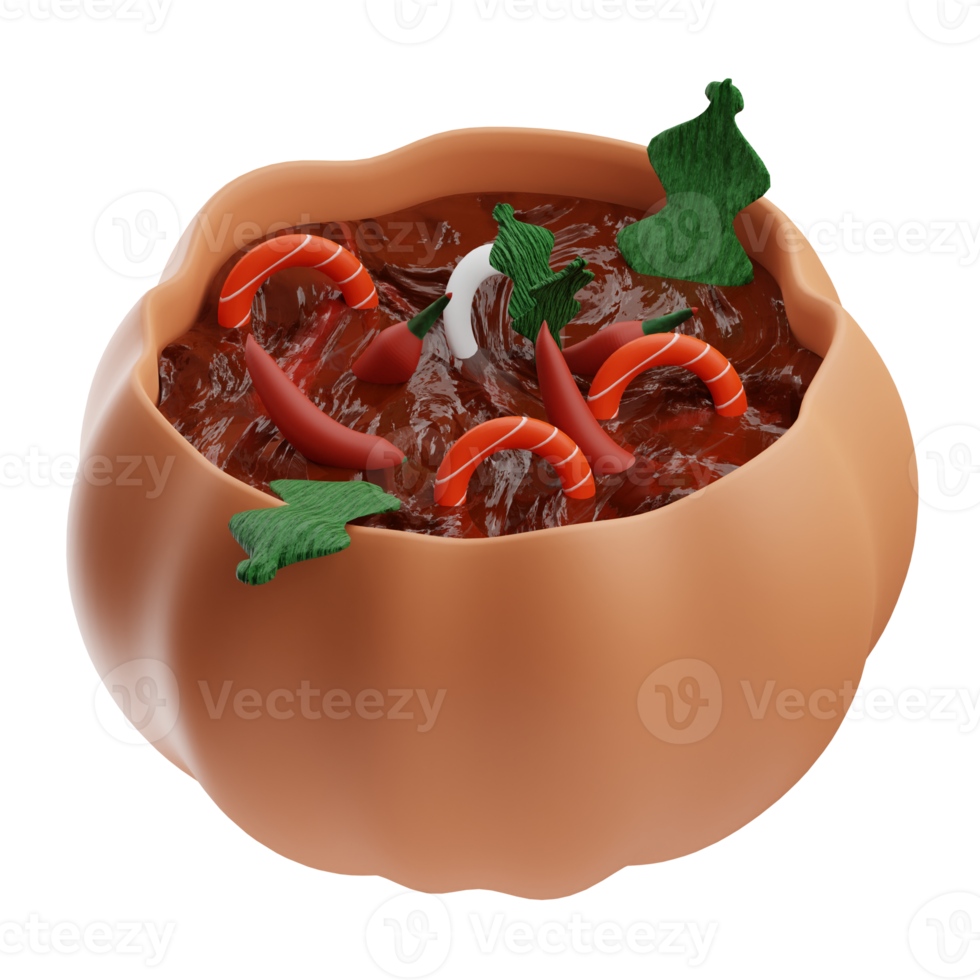 Asian Food Pumpkin with baked cream 3D Illustration png