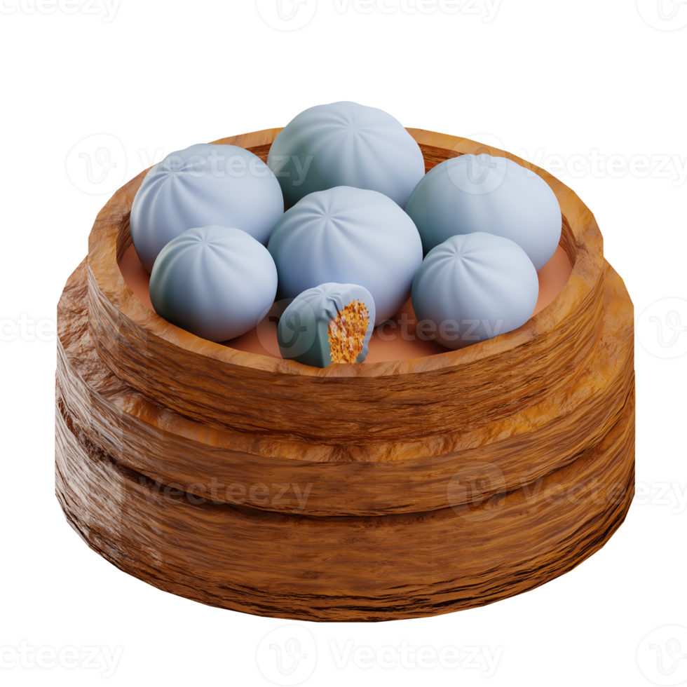 asiatico cibo bao zi 3d illustrazione png