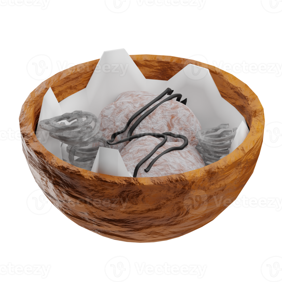 Asian Food Coconut Jelly Ice Cream 3D Illustration png