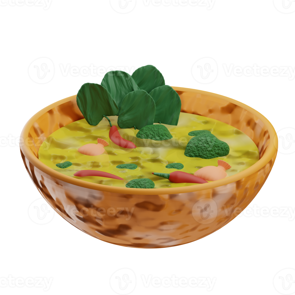 asiatisch Essen Grün Curry 3d Illustration png