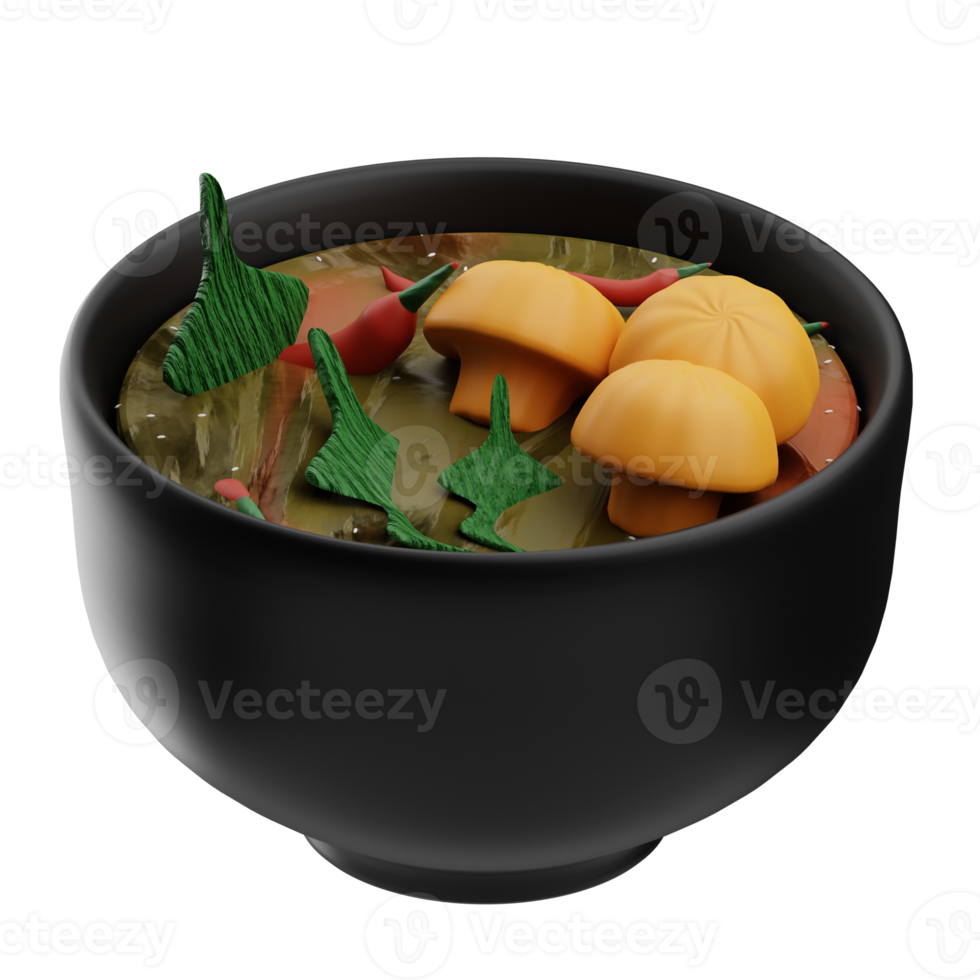 Asian Food Spicy Chicken Soup 3D Illustration png