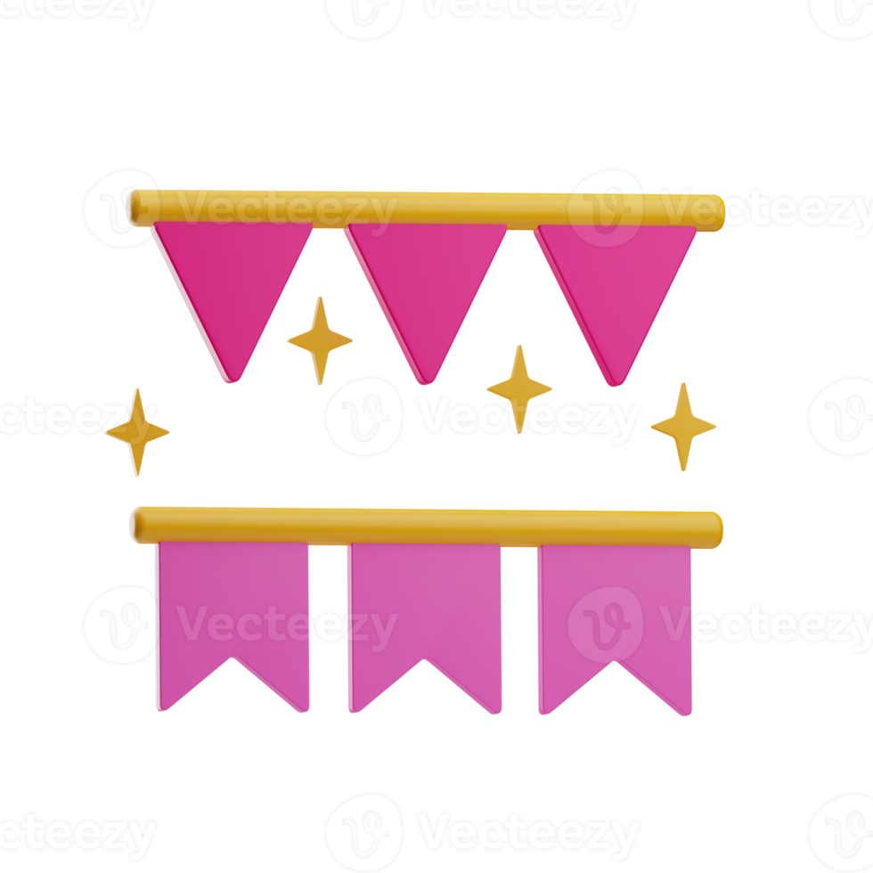 Icon garlands Birthday Party 3D Illustration png
