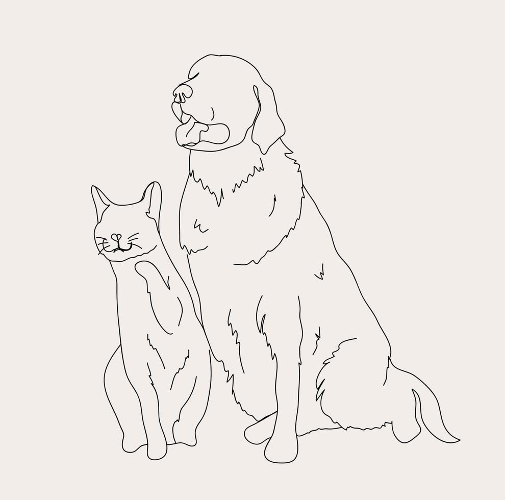 Veterinary Line Art, Vet Office Outline Drawing, Clinic  Animal Hospital Simple Sketch, Dog Cat Veterinarian vector