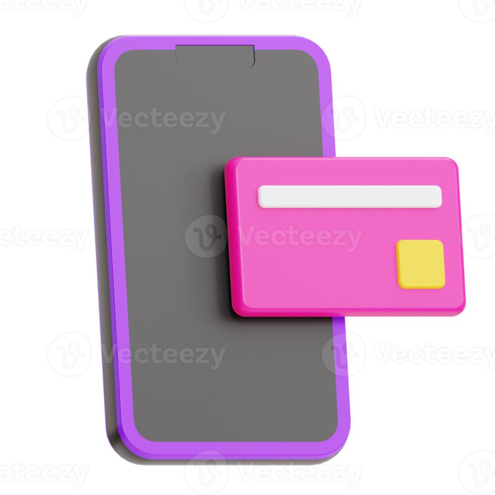 Buchhalter Zahlung, Telefon mit Karte, Symbol 3d Illustration png