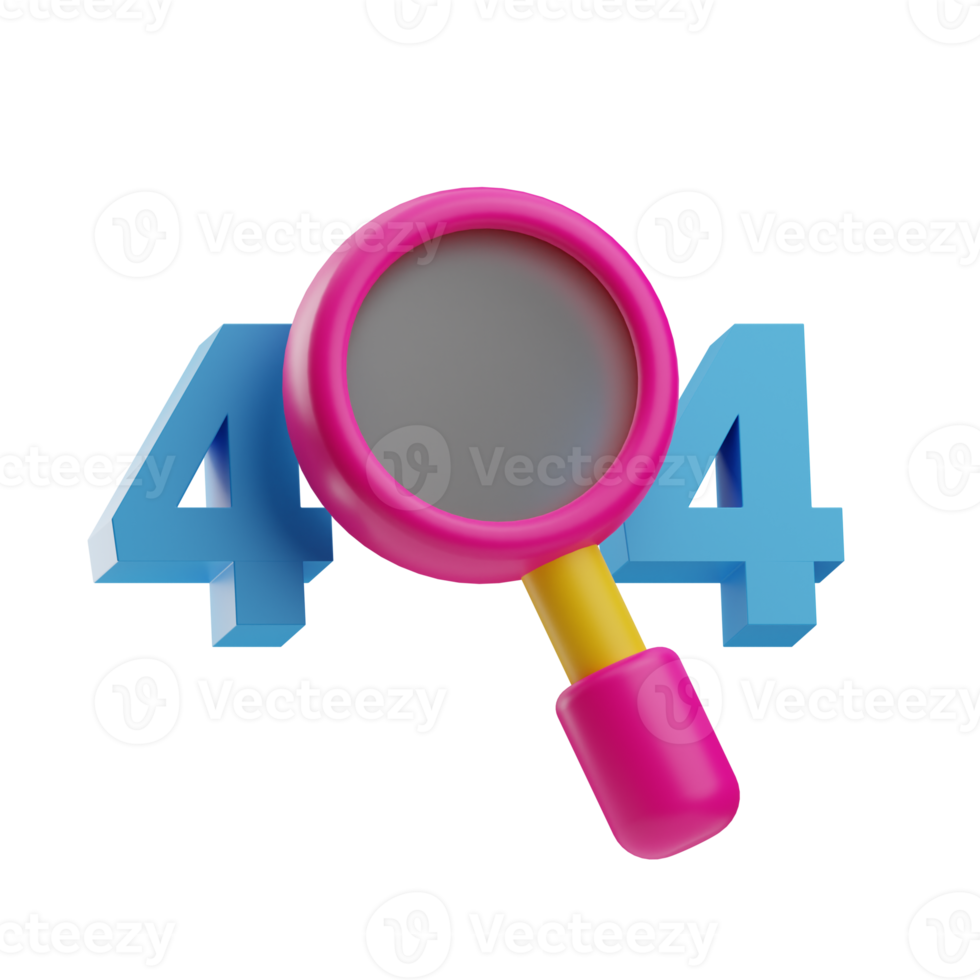 UI Icon, Not Found Code 404, 3D Rendering png