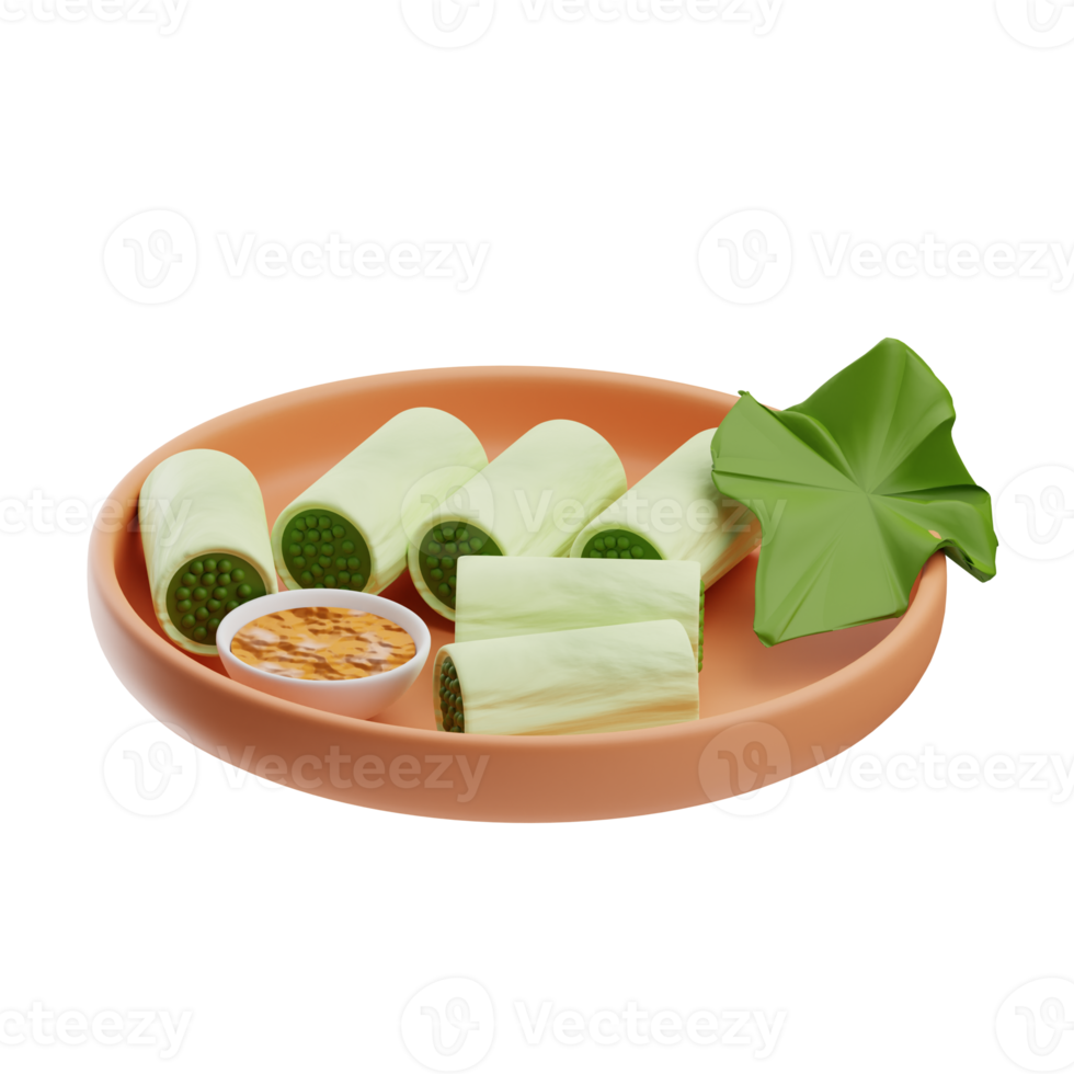 Asian Food Spring Rolls 3D Illustration png