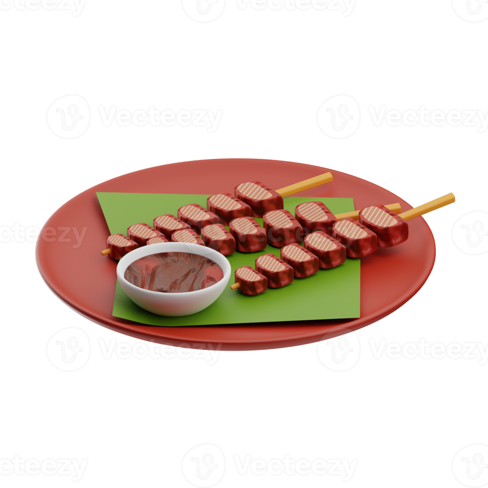 Asian Food Chicken Satay 3D Illustration png