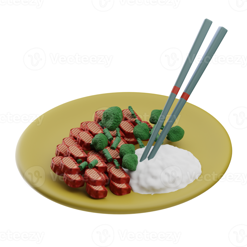 Aziatisch voedsel kung pao kip 3d illustratie png