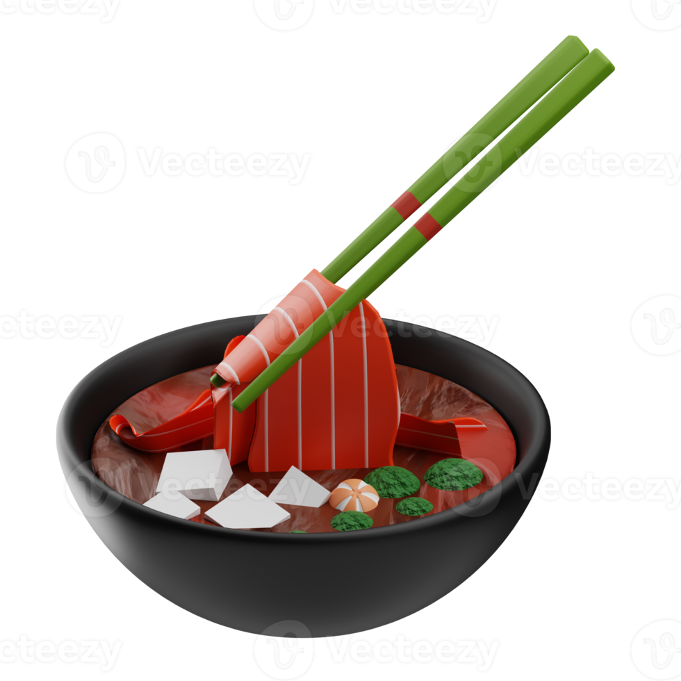 Aziatisch voedsel sukiyaki 3d illustratie png