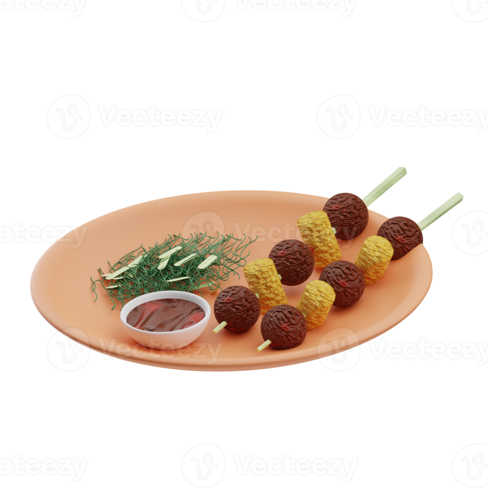 Asian Food Yakitori 3D Illustration png