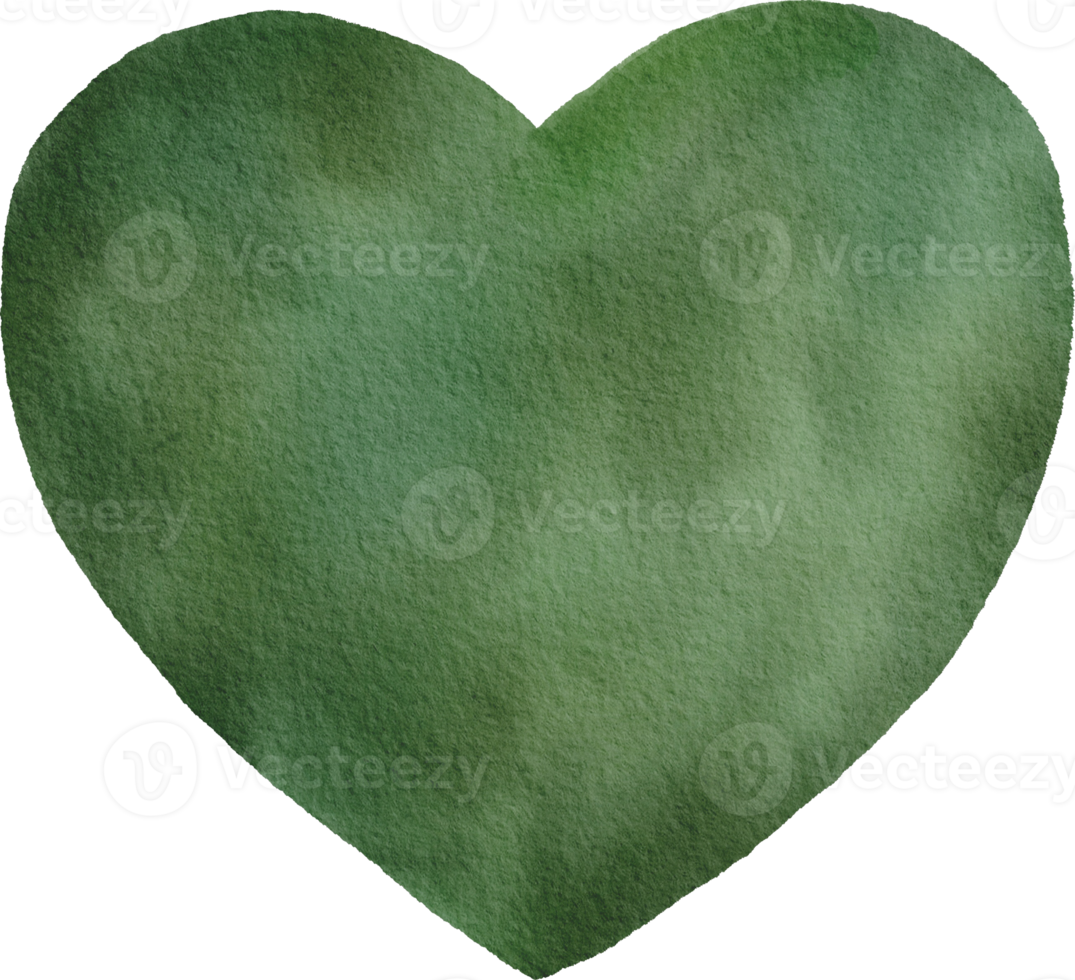 Dark Green Watercolor Heart Element Clipart png