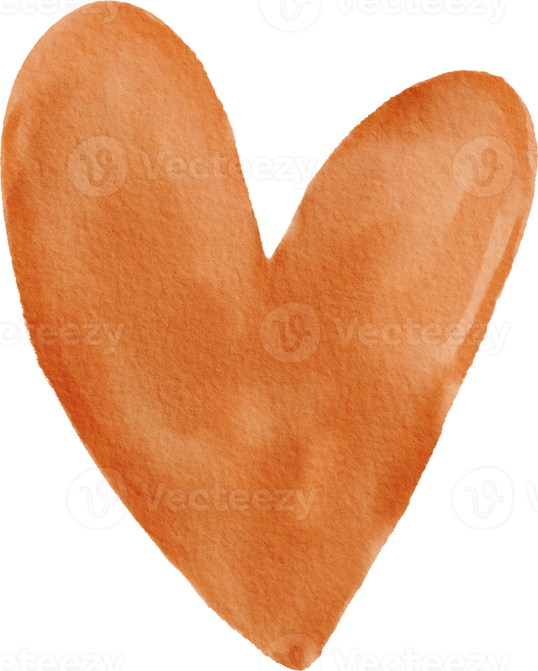 oranje waterverf hart element clip art png