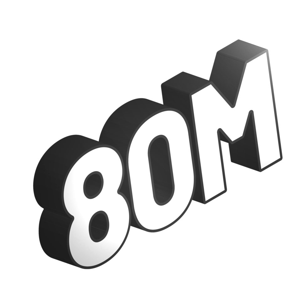 3d number lettering in transparent background png