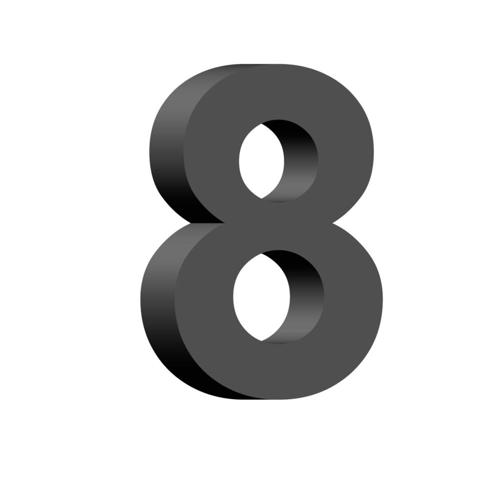 3d number lettering in transparent background png