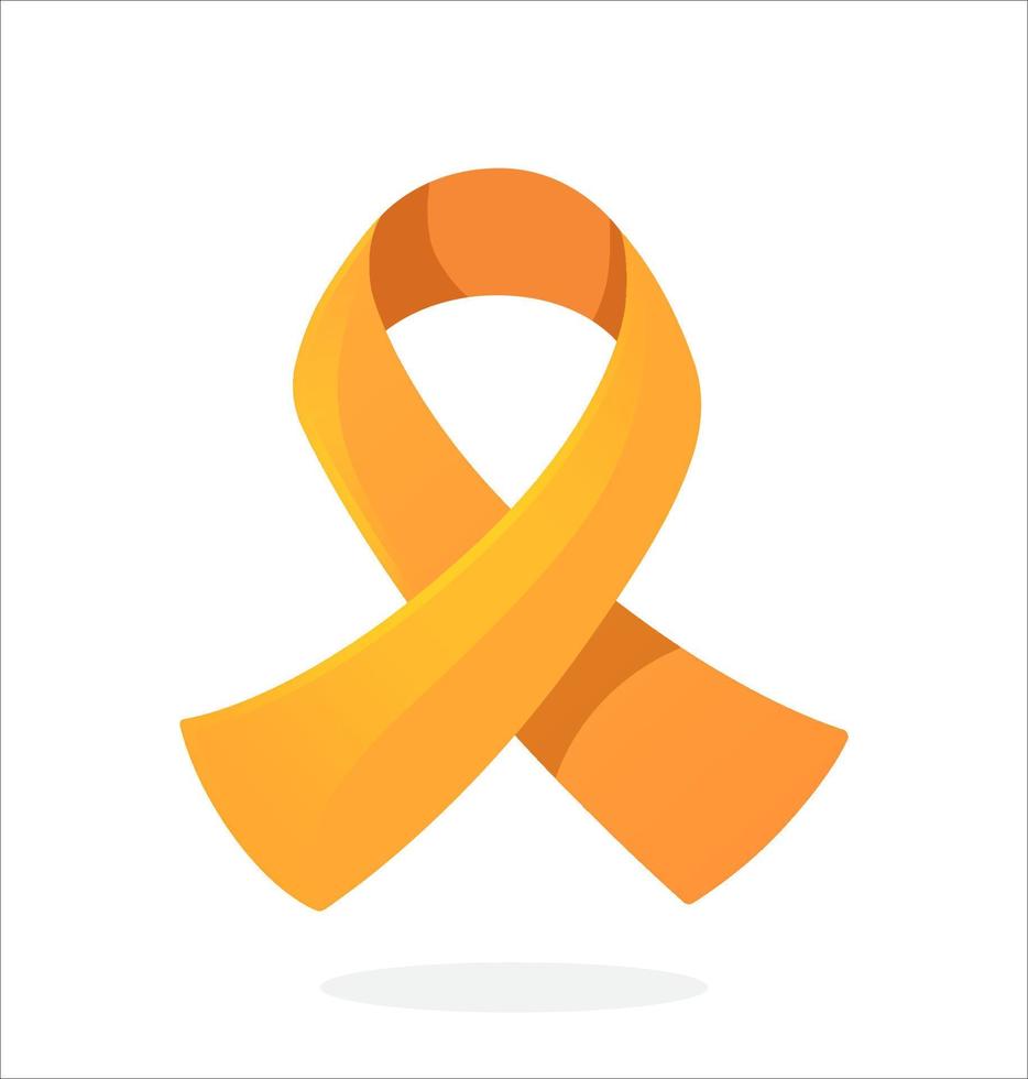 Orange color ribbon, international symbol of Leukemia or Multiple sclerosis awareness. Isolated on white background vector