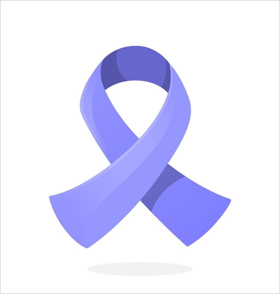 Periwinkle or light purple ribbon, international symbol of awareness about Esophageal, Stomach or gastric cancer. Isolated on white background vector