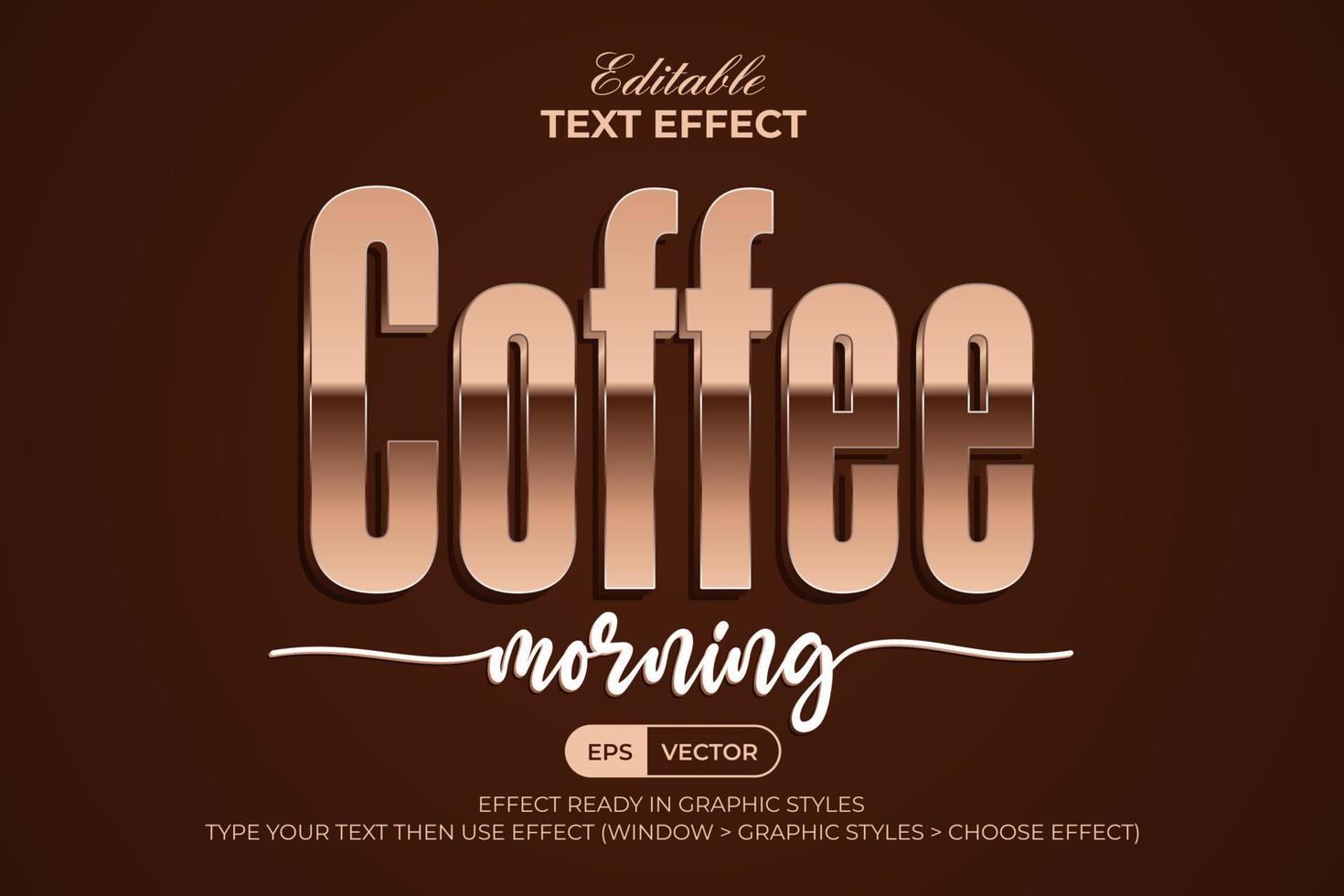 Coffee 3D Text Effect Gold Style. Editable Text Effect. vector