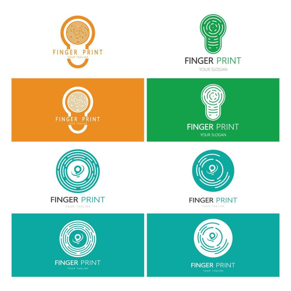 sencillo plano huella dactilar logotipo, para seguridad,identificación,insignia,emblema,negocios tarjeta, digital, vector