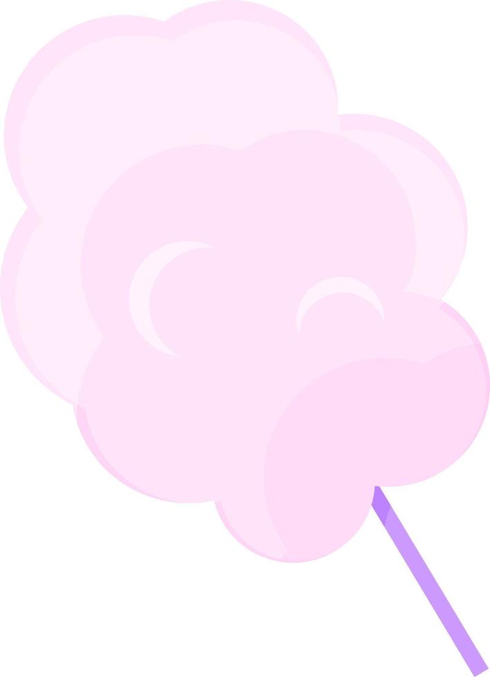 bright delicate vector illustration of cotton candy on a stick, sweet snack, street food, sweets for children