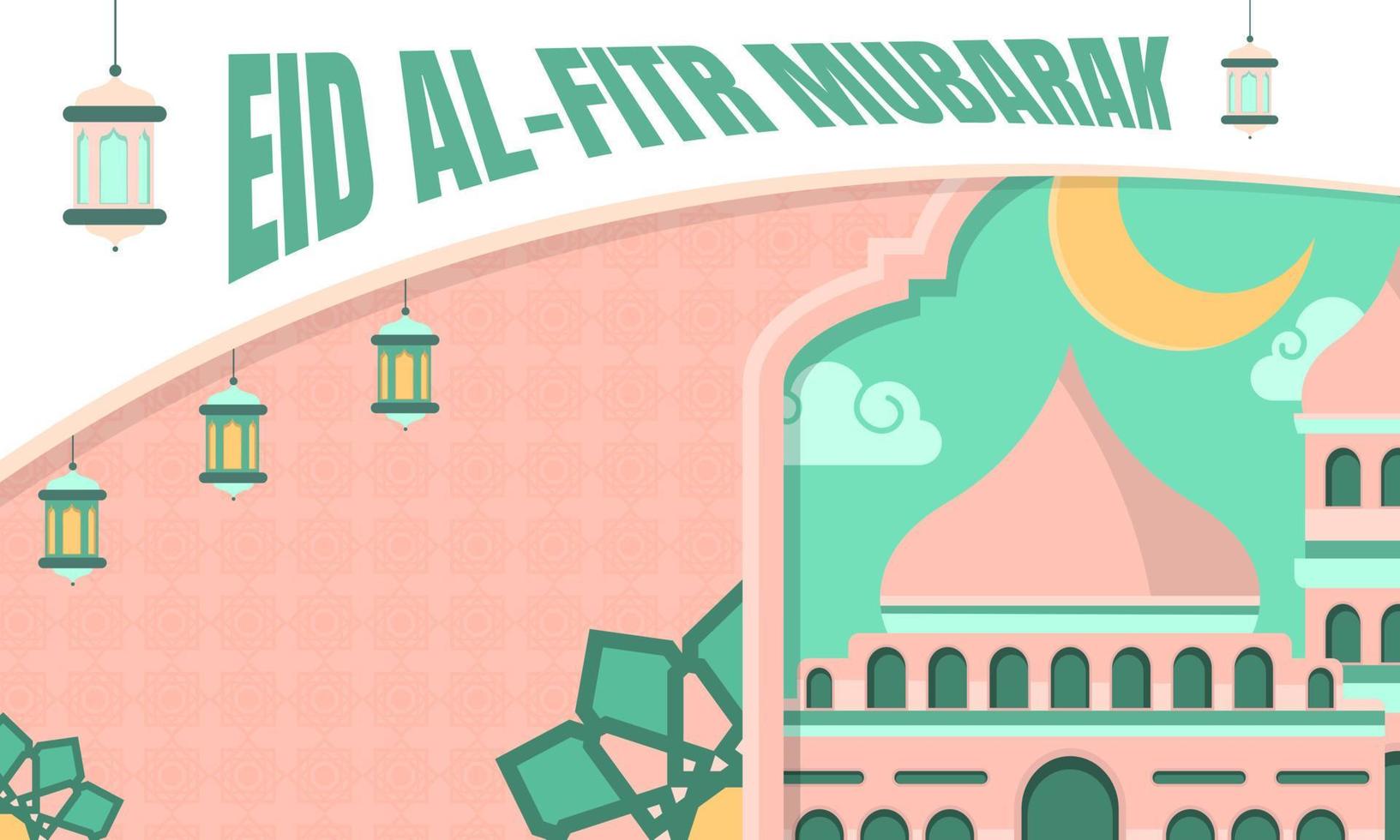 Happy Eid Al-Fitr cute banner design vector