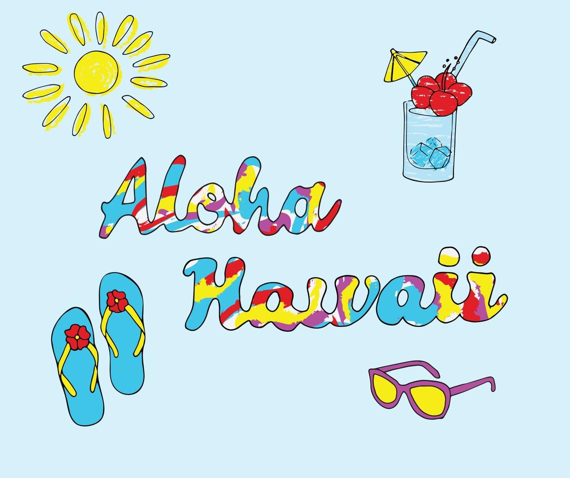 verano mano dibujar hawaiano ilustración vector