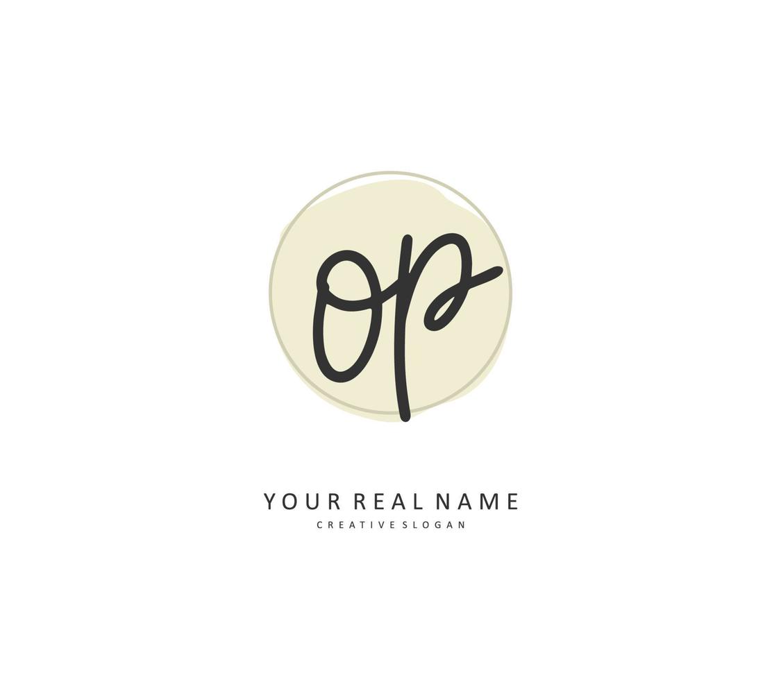 OP Initial letter handwriting and signature logo. A concept handwriting initial logo with template element. vector