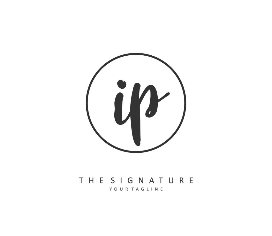 IP Initial letter handwriting and  signature logo. A concept handwriting initial logo with template element. vector