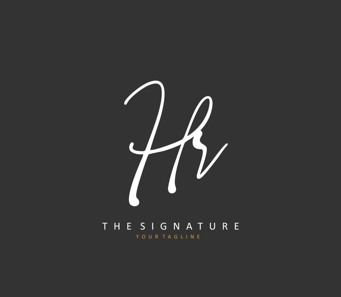 HR Initial letter handwriting and  signature logo. A concept handwriting initial logo with template element. vector