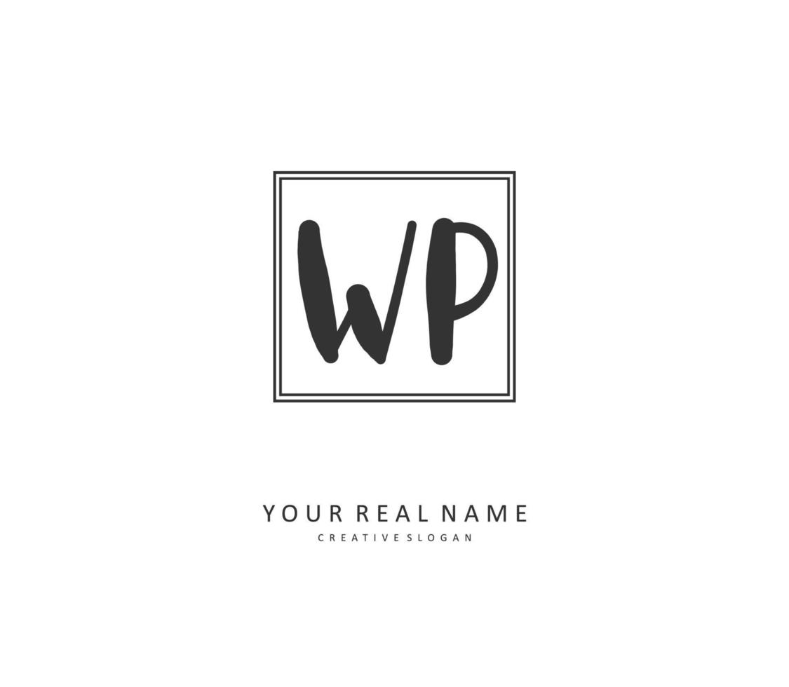 WP Initial letter handwriting and  signature logo. A concept handwriting initial logo with template element. vector