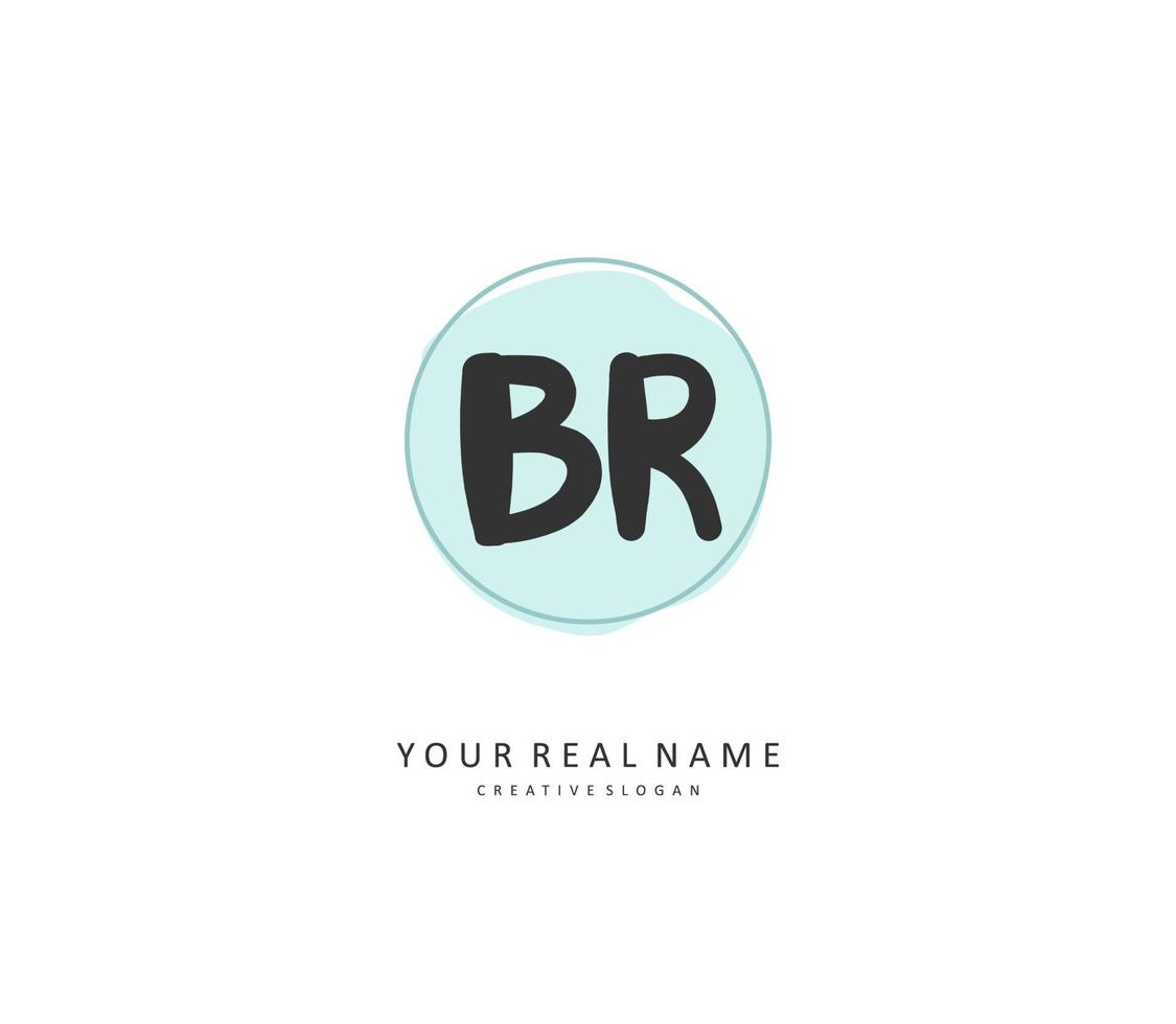 BR Initial letter handwriting and  signature logo. A concept handwriting initial logo with template element. vector