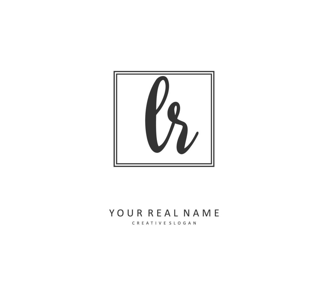 LR Initial letter handwriting and  signature logo. A concept handwriting initial logo with template element. vector