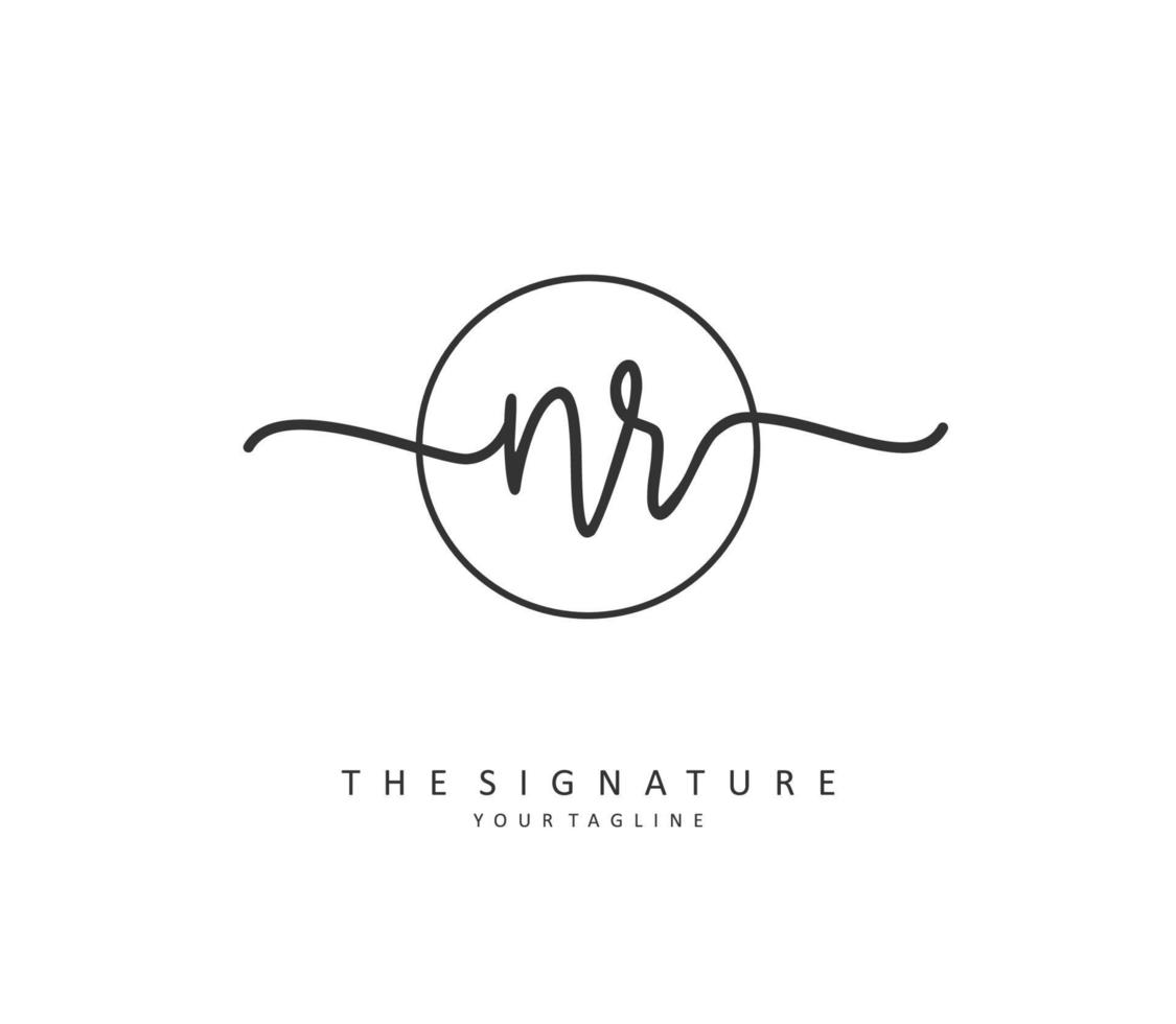 NR Initial letter handwriting and  signature logo. A concept handwriting initial logo with template element. vector