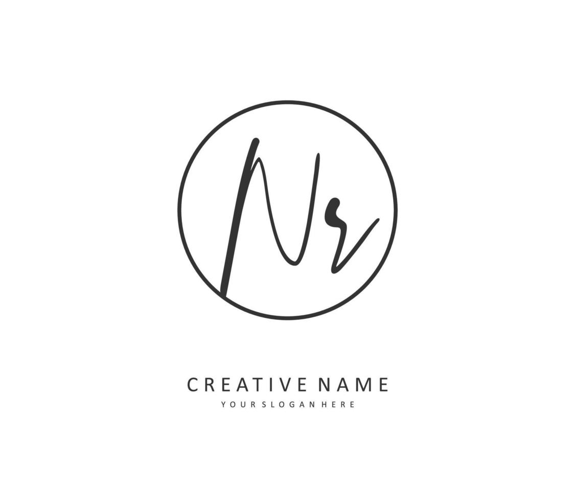 NR Initial letter handwriting and  signature logo. A concept handwriting initial logo with template element. vector