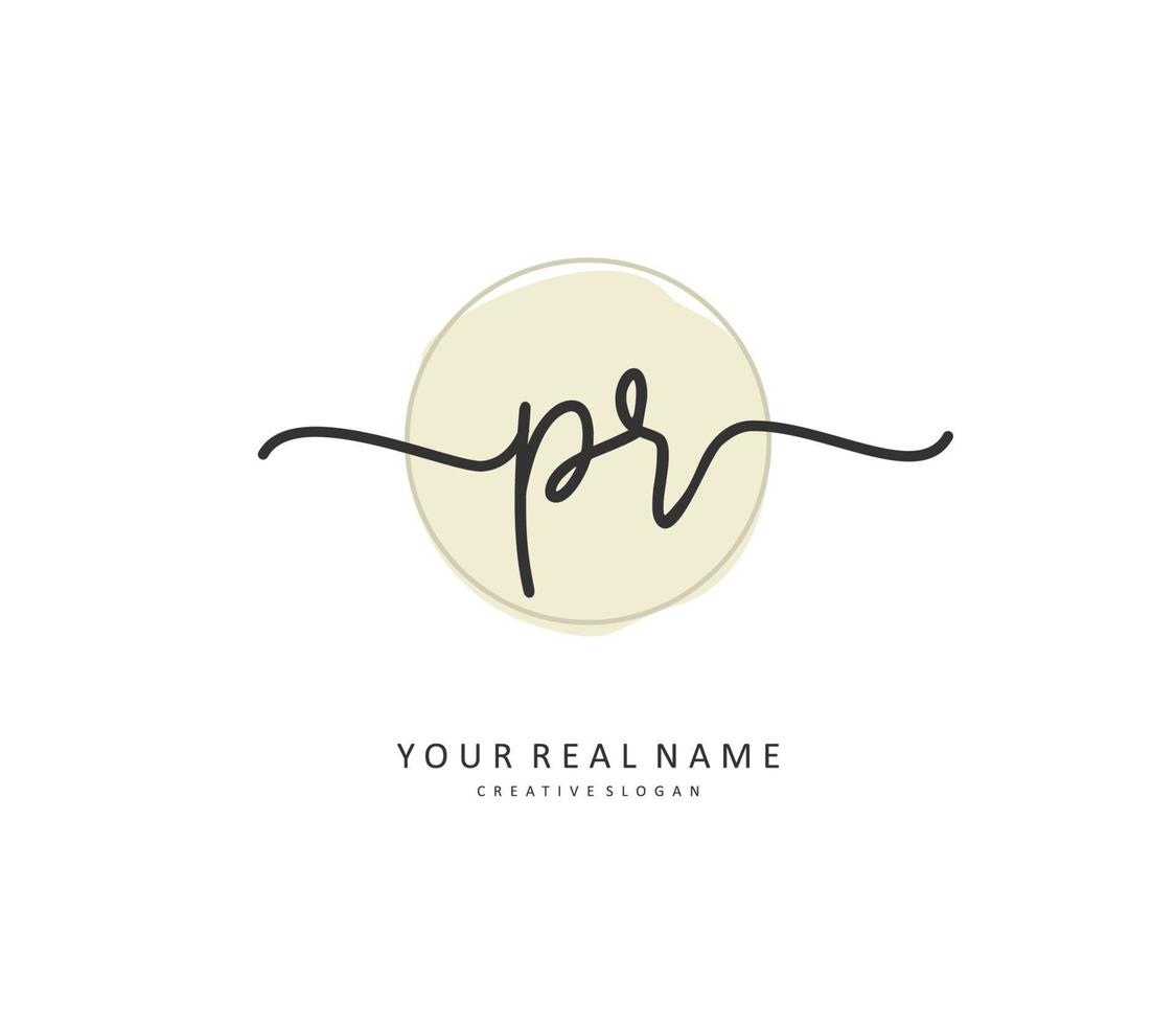 PR Initial letter handwriting and  signature logo. A concept handwriting initial logo with template element. vector