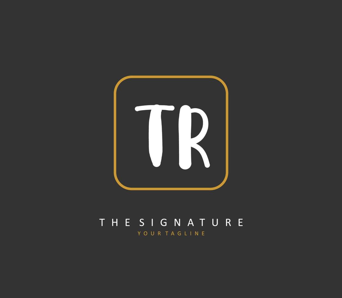 TR Initial letter handwriting and  signature logo. A concept handwriting initial logo with template element. vector