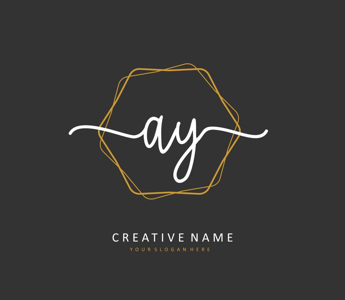 AY Initial letter handwriting and  signature logo. A concept handwriting initial logo with template element. vector