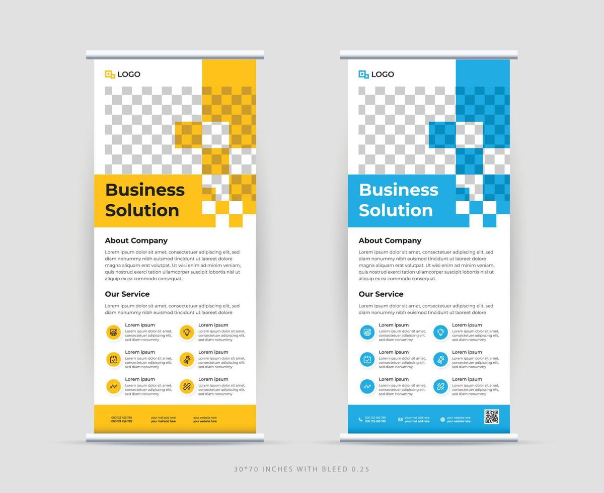 Vertical roll up banner, x stand business marketing template design. vector