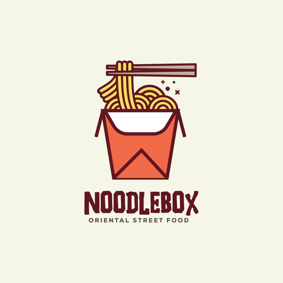 Noodle logo with paper bag vector template