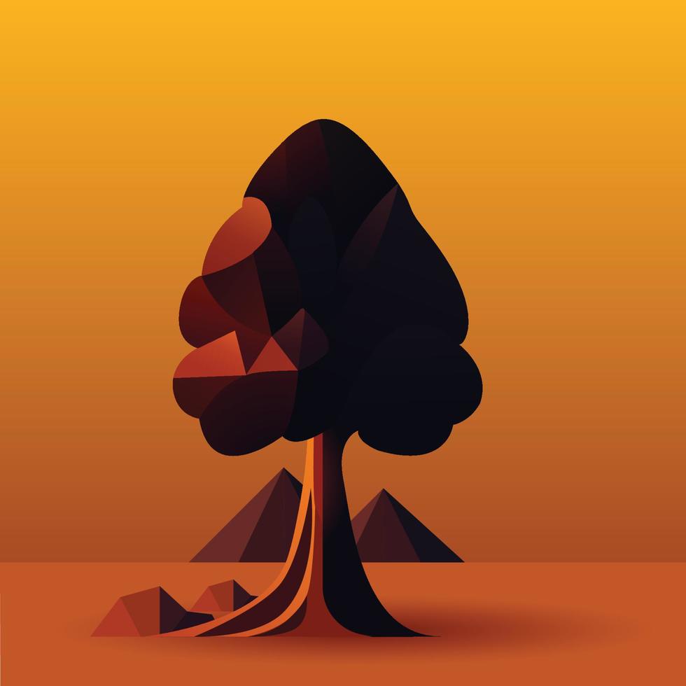 low poly tree design vector