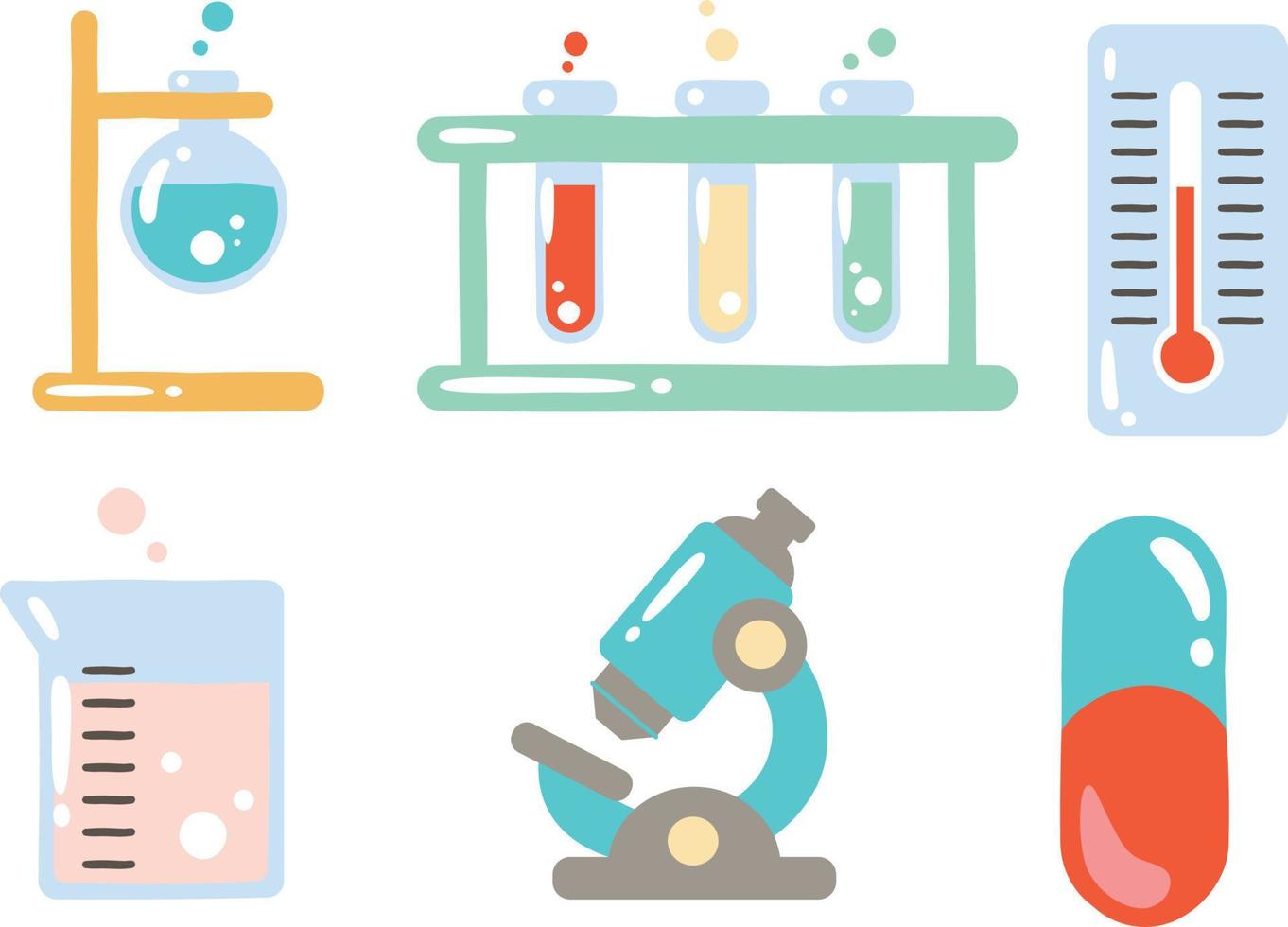 Ciencias y química icono colocar. vector ilustración en un plano estilo.