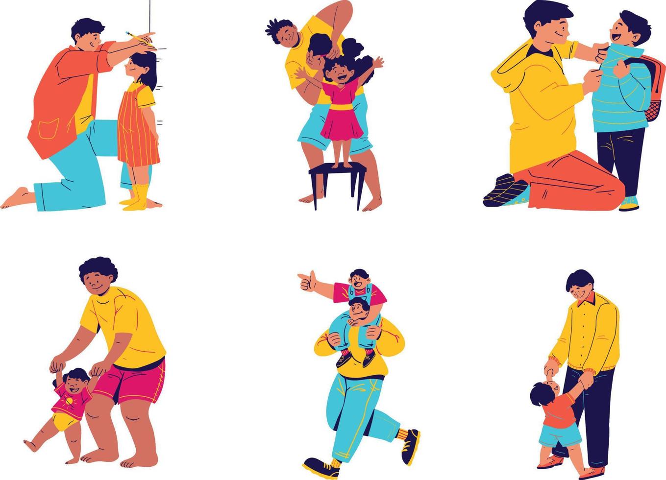 Indian family set. Parents, children and grandparents. Flat vector illustration.