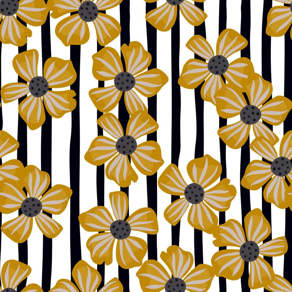 Abstract floral seamless pattern in simple style. Chamomile flower endless background. vector