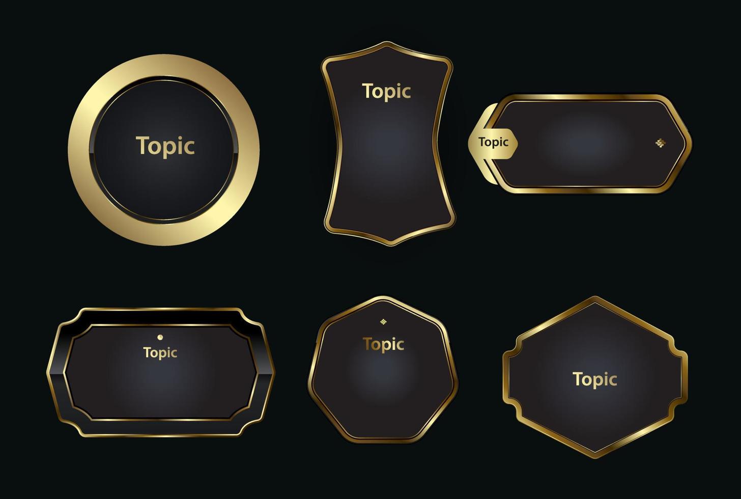 Groups of golden options vector, luxury, and premium options, set of three gold circles buttons infographic vector