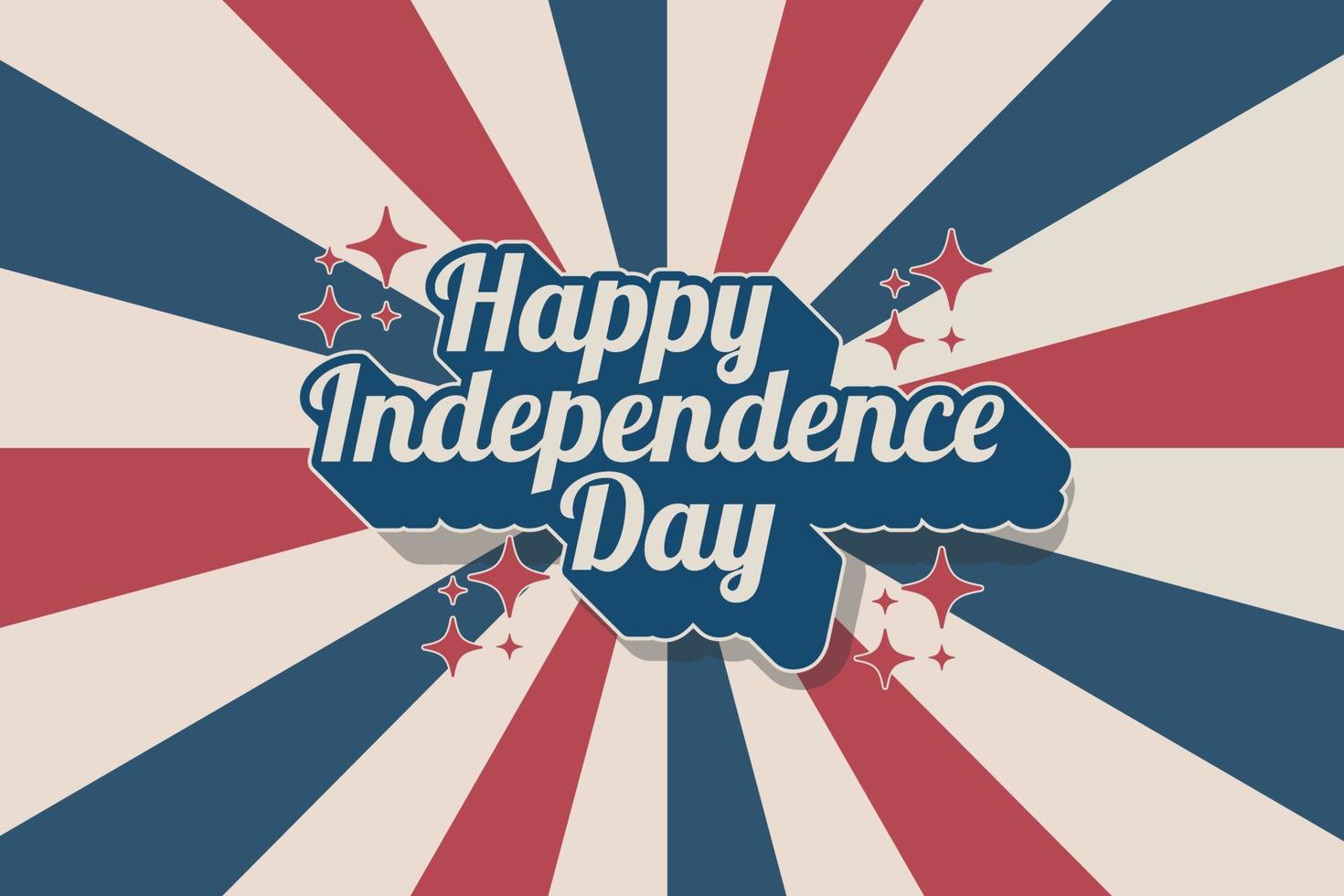 Happy Independence Day calligraphy lettering. 4th of July Retro patriotic background in colors of flag of USA. Easy to edit vector template for logo design, greeting card, banner, flyer.