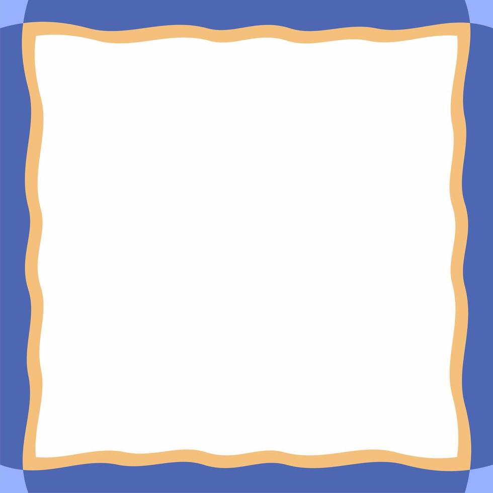 Simple blue and beige wavy pattern background. Frame or border with