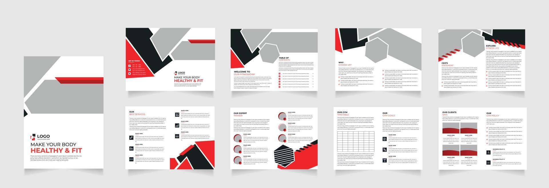 16 Pages Creative Business Brochure with modern abstract design. Use for marketing, print, annual report and business presentations vector