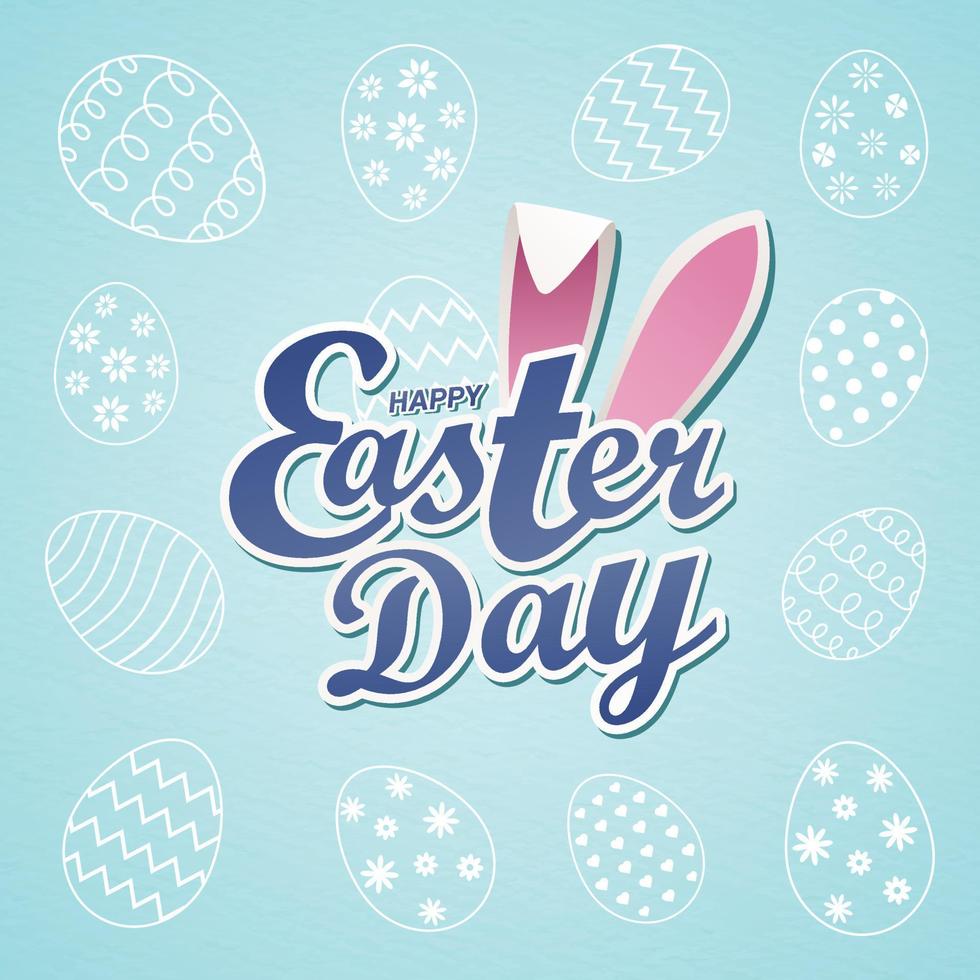 Easter day Poster banner with Happy Easrter Day Typography Logo mnemonic and decorated easter Egg Clipart vector