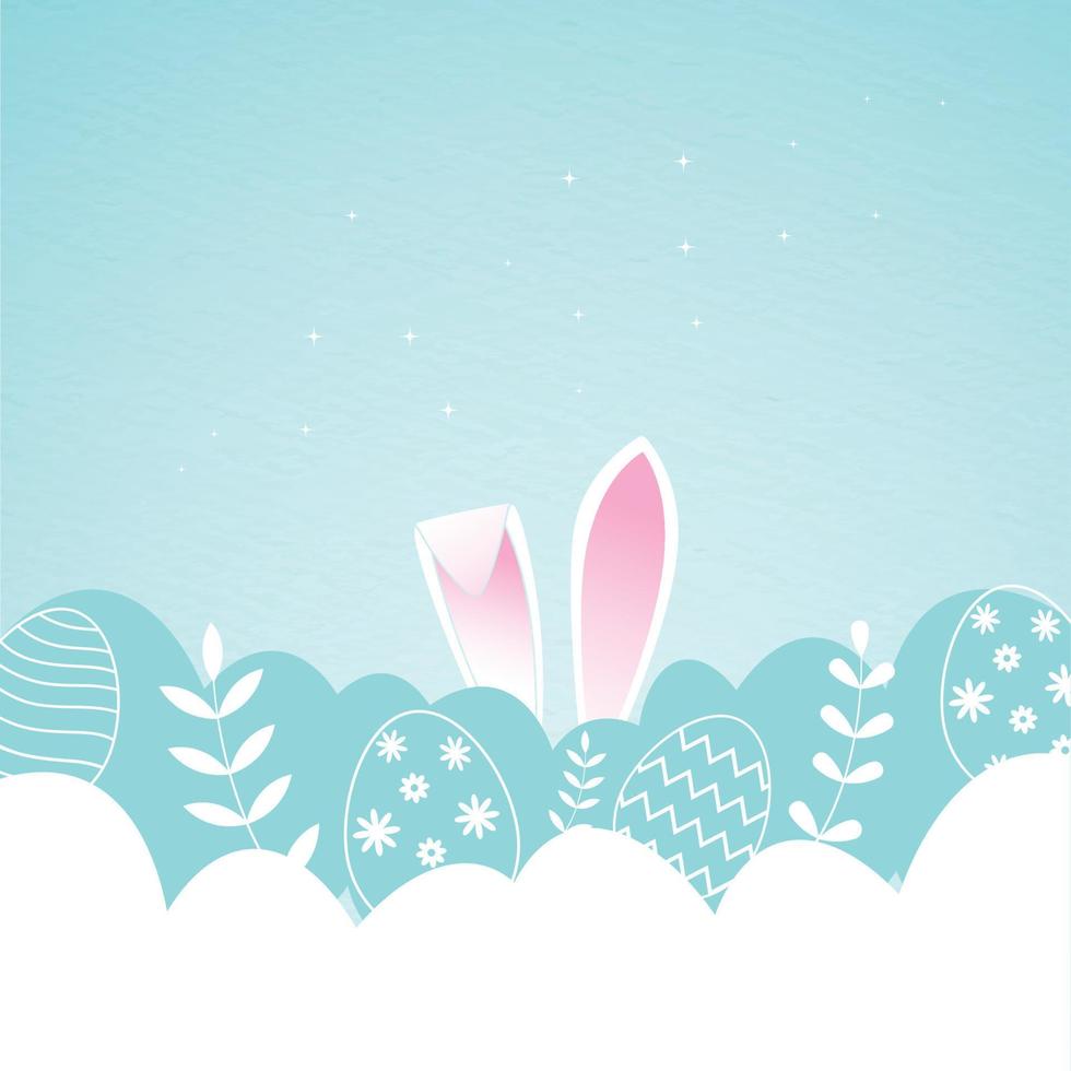 Easter day Background Design with Colorful decorated Eggs and Bunny ears vector