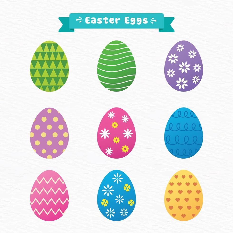 Collection Of Colorful Easter Eggs Vector illustration, Different type of Clipart Design on it