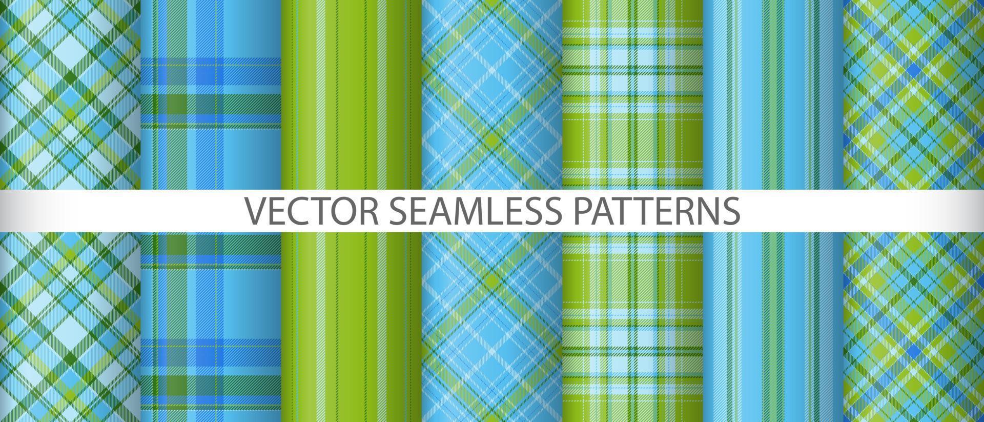 Set vector tartan textile. Fabric pattern plaid. Seamless texture check background.